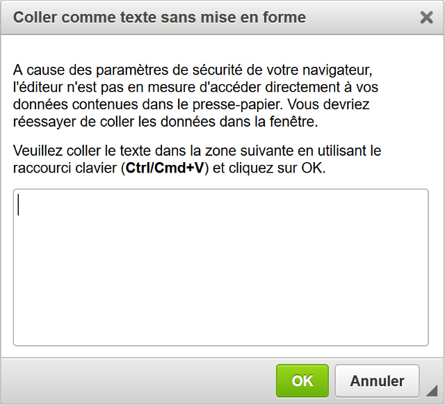 Coller sans mise en forme
