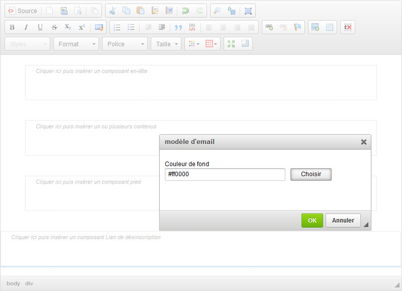 Changement de la couelru de fond